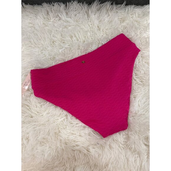 Victorias Secret Mid Rise Pink Textured Bikini Bottom S/P - Picture 2 of 10